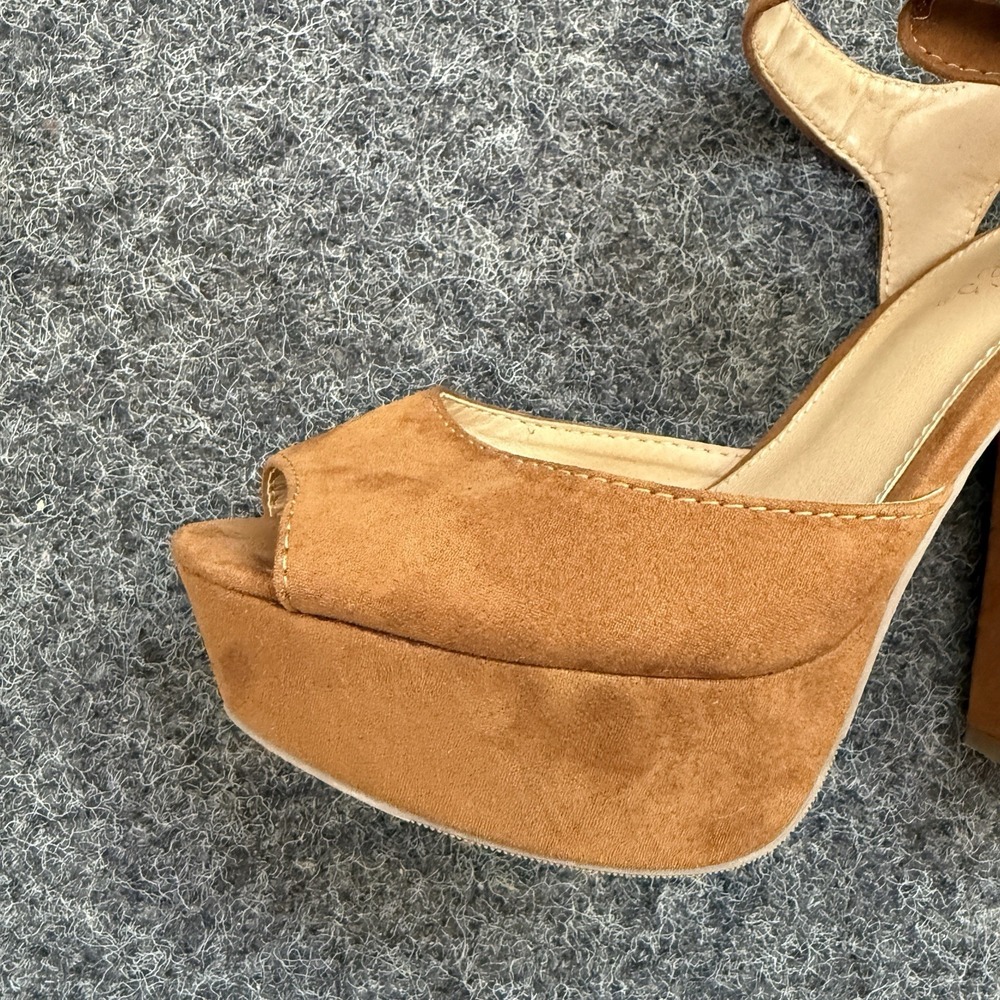 Candie's Baskin Platform Sandals Faux Suede Tan - Picture 14 of 14